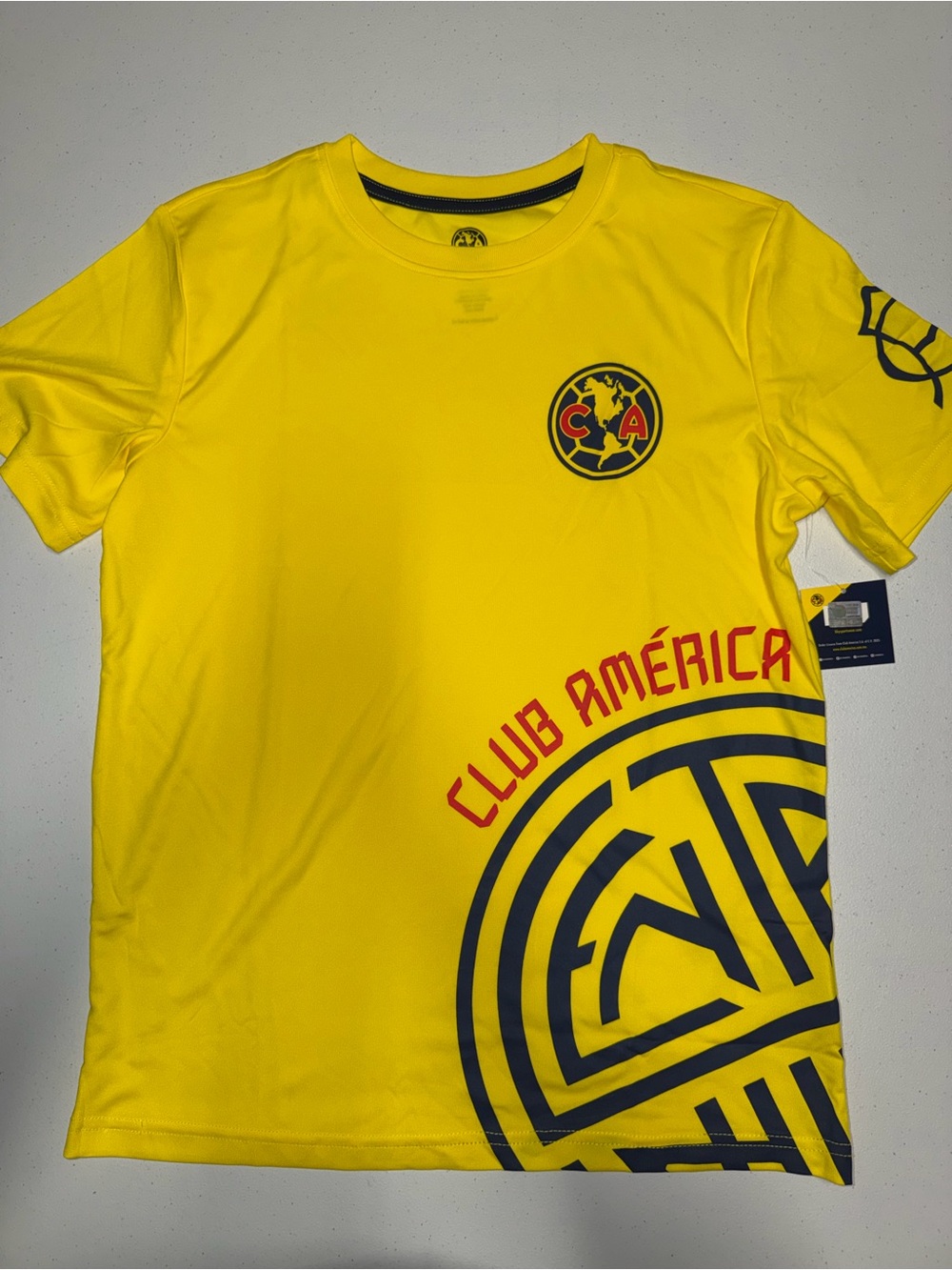 Club America: Soccer Yellow/Red Youth Dri-fit Shirt (Large)